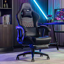Fauteuil Gamer Ergonomique Inclinable avec Appui Tête Pivotant