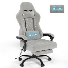 Chaise Gamer Ergonomique Devoko Massante avec Appui Tête et Repose Pied