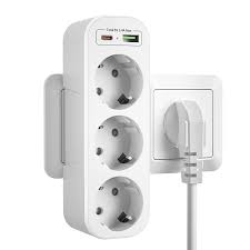 Adaptateur Électrique Frontale Multiprises avec Triplette USB