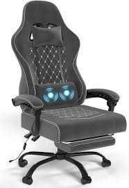 Devoko Massante Ergonomique Appui Tête Repose Pied - Chaise Gaming Massante