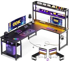 ODK Réversible Chargement étagère Rangement - Bureau LED avec rangement pratique