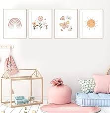 Tableaux Décoratifs Arc En Ciel Papillons pour une Chambre Ado